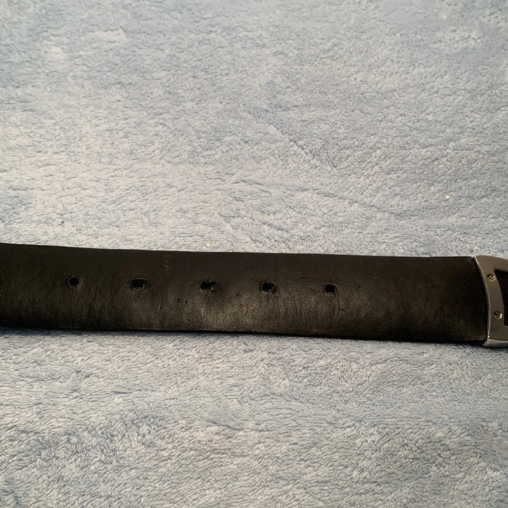 Chico's Black Belt with Silver Buckle